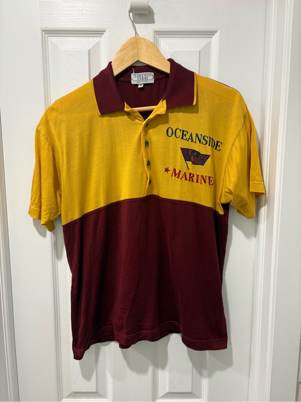 Vintage 1980s colour block polo shirt made in Italy men’s medium